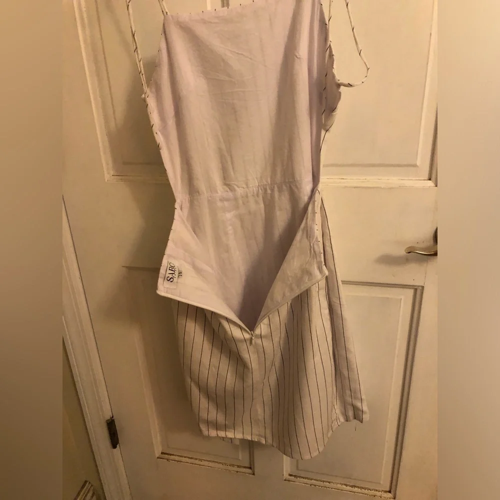 Sabo Skirt Dress Strapless White and Blue Wrap Skirt - Picture 6 of 13